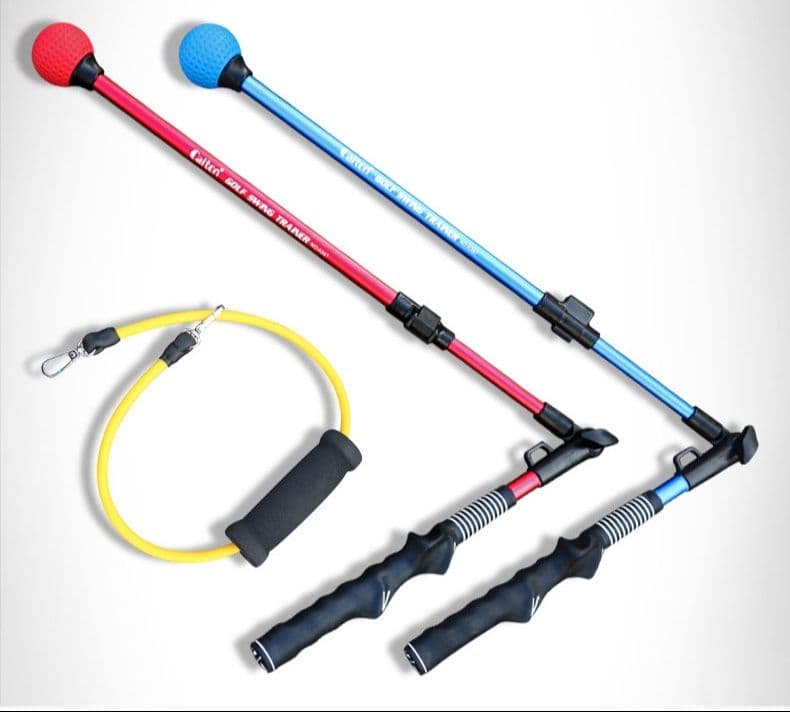 ゴルフ練習器具 肩部矯正棒と負荷チューブ付き姿勢改善トレーニング棒