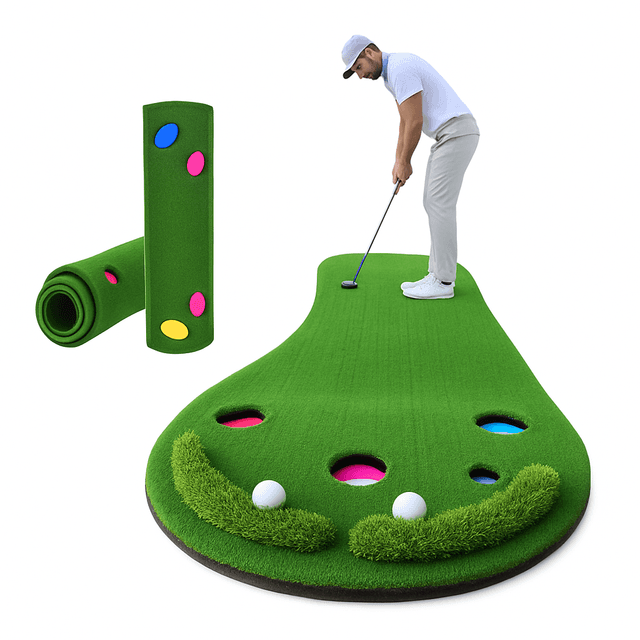 ゴルフ練習器具 室内用パッティング練習マット複数穴付き