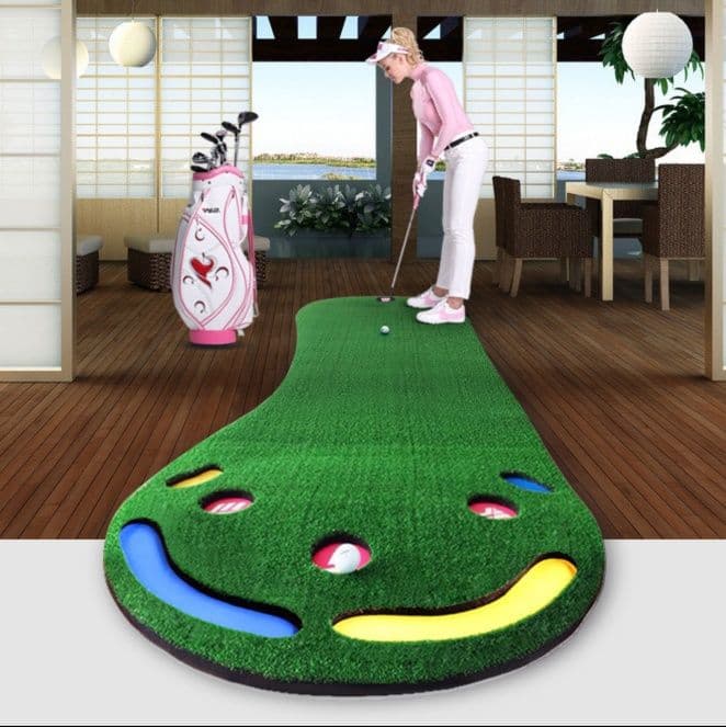 ゴルフ練習器具 室内用パッティング練習マット複数穴付き